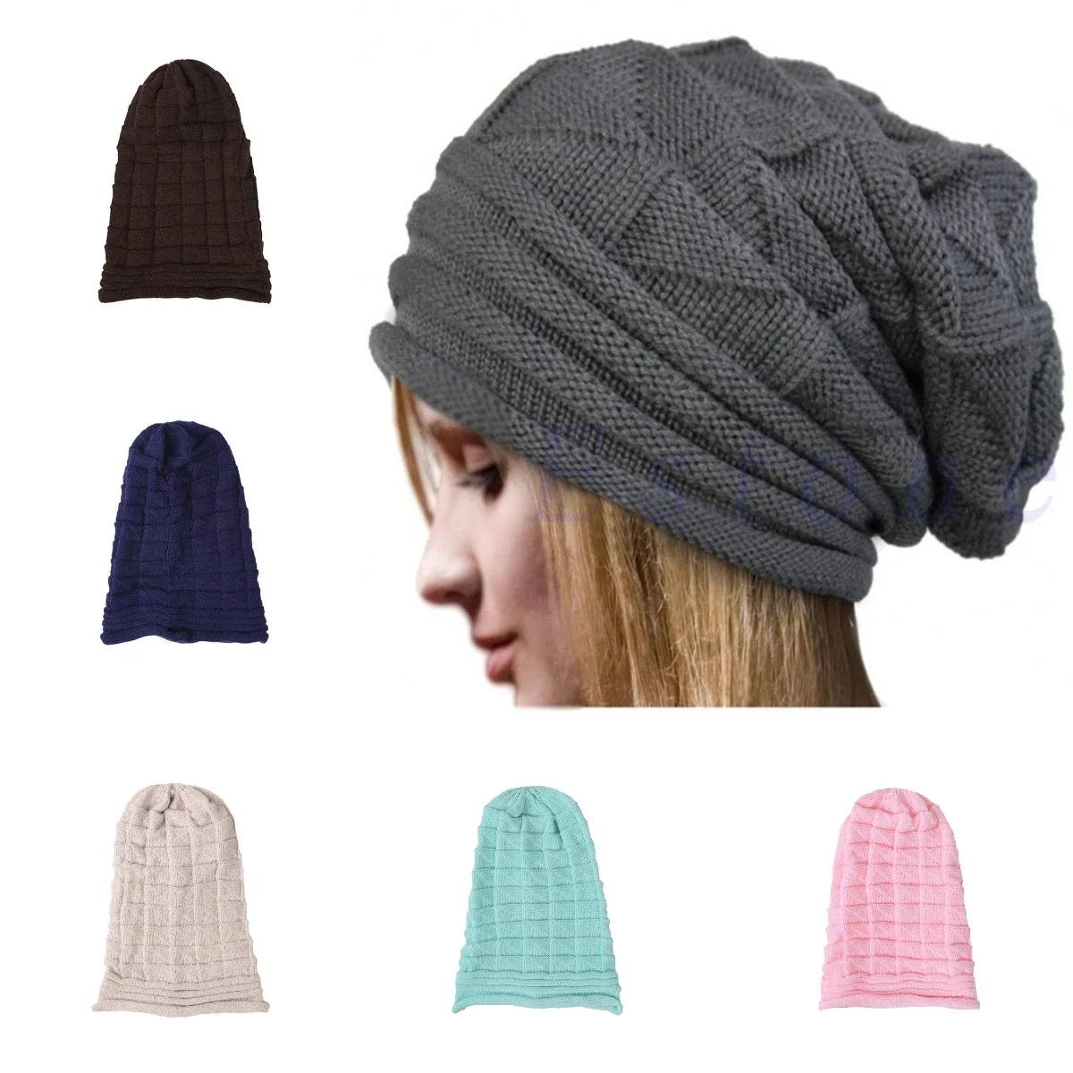 Wrinkle Flanging Knitted Loose Fit Brimless Hat Simple Solid Color Knitted Hat Comforttable and Soft Hoodies Warm Stacked Hat