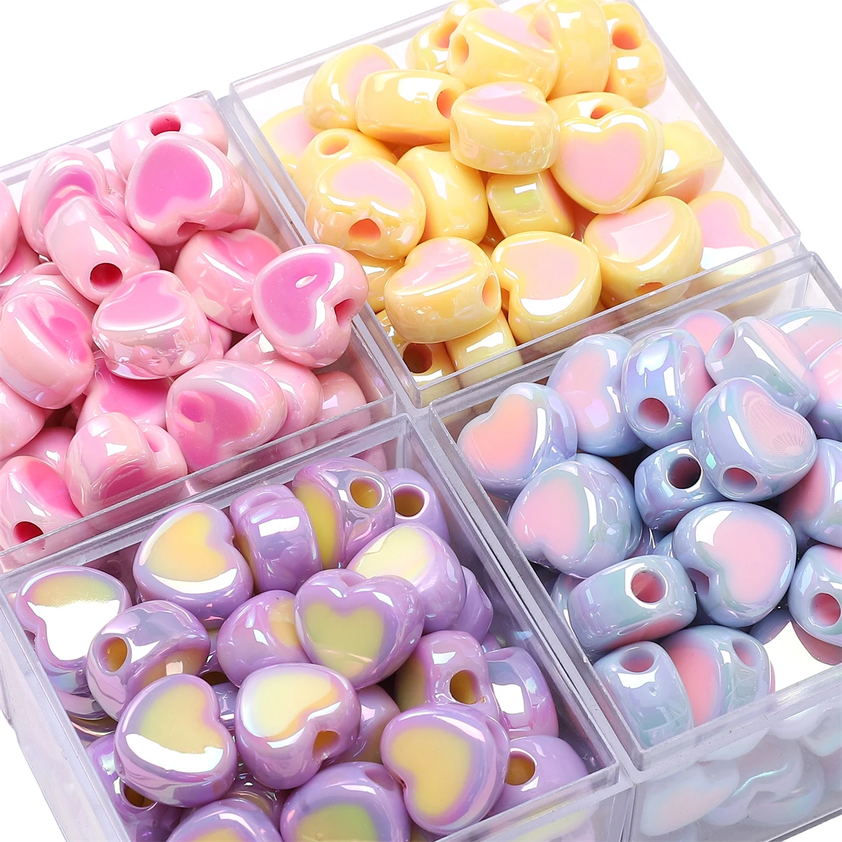 5/10Pcs Multi Color Love Heart Acrylic Beads Spacer Beads For Jewelry Making Diy Handmade Bracelets Earrings Accessories 15x13mm