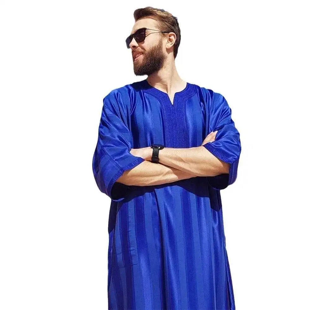 2024 남성용 새로운 수 놓은 민족 의상 가운