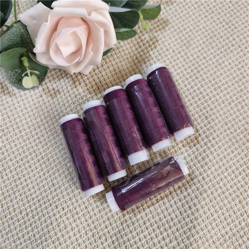 Purple sewing thread hand embroidery machine, 6 rolls per 200 yards for household use, sewing tool kit