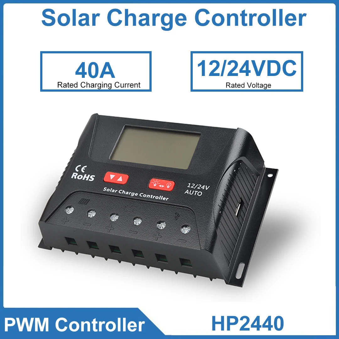 

Солнечный контроллер заряда 40A HP2440, максимальное напряжение в режиме открытого контура 55В постоянного тока, несколько режимов работы с нагрузкой для удовлетворения различных потребностей.
