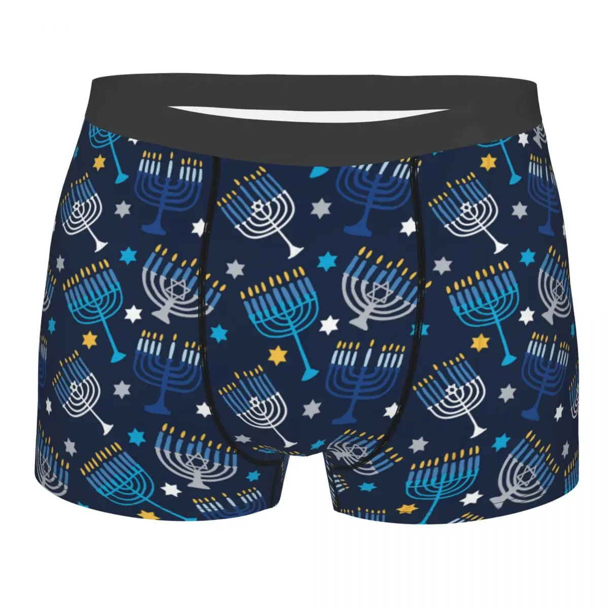 Hanukkah Pattern Men's Boxer Briefs,Highly Breathable Underpants,High Quality 3D Print Shorts Gift Idea