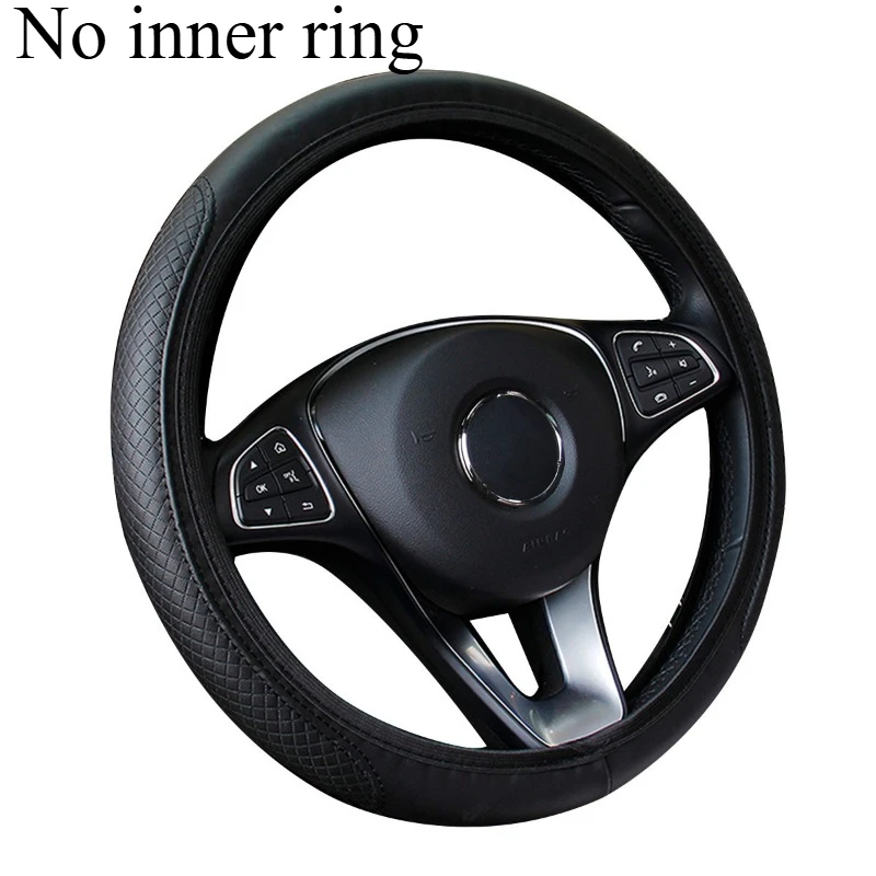 PU Leather Embossed Three-dimensional Car without Inner Ring Steering Wheel Cover for 14.5-15 Inches of Automotive Supplies