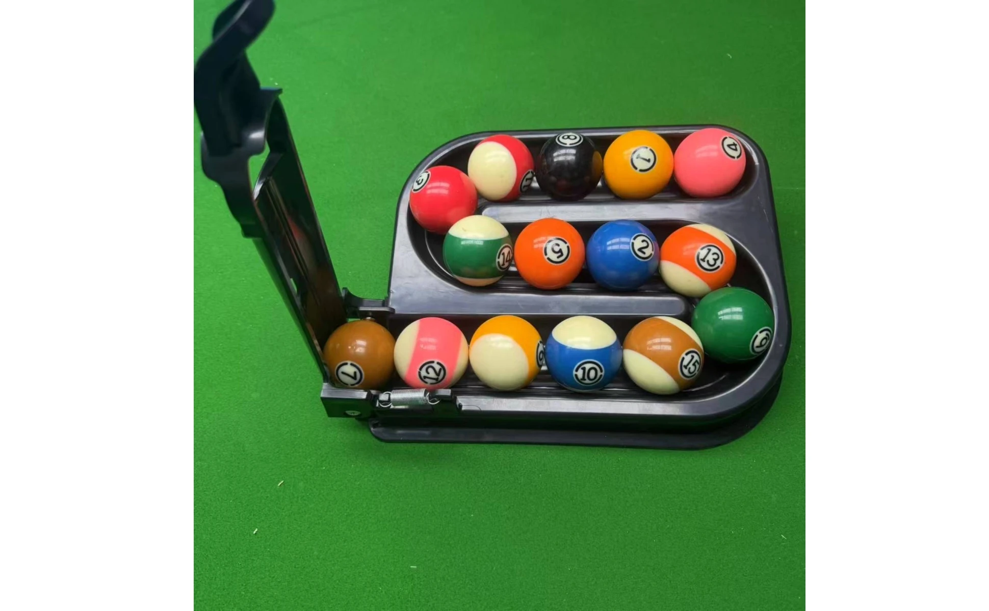 Billiard Rack with Guide Arm Molded Ball Setup Template Billiard Ball Rack Consistent Glossy for Beginners, Solo Practice