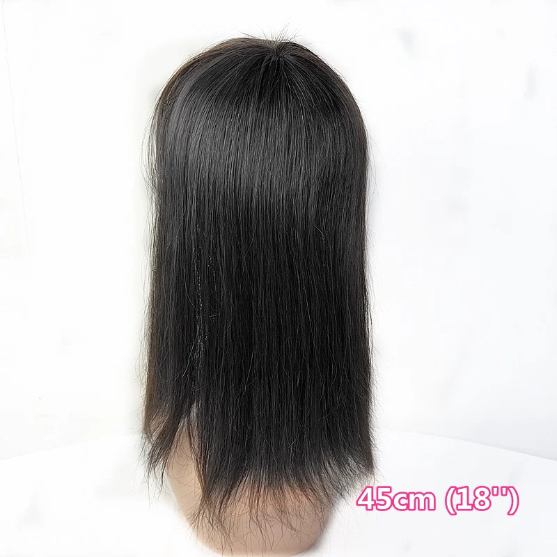 14x14cm Natural Human Hair Toppers For Women Clip In Hair Piece with Bangs Fringe Hair Extensions Cover Grey Hair Remy 6-18inch