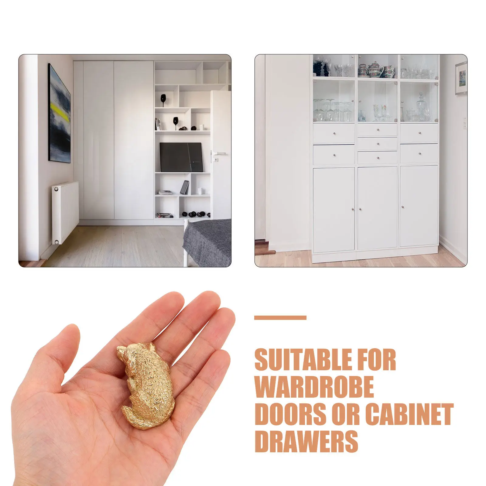 Brass Dog Cabinet Pull Unique Animal Shaped Drawer Handle for Wardrobe Dresser Cupboard Kitchen Charming Brass Decorative Door