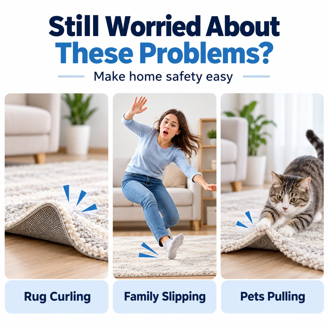 12PCS Non Slip Rug Grippers Washable Reusable Carpet Corner Stickers Anti Curling Rug Pads for Area Rugs Door Mats Bedroom Floor