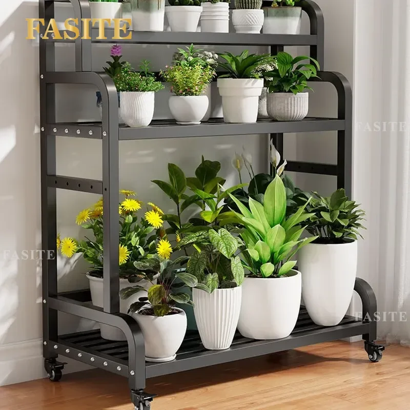 For Wrought Iron Flower Stand Multi Layer Ladder Shelf Indoor Balcony Floor Movable Wall Leaning Succulent Display Rack Space