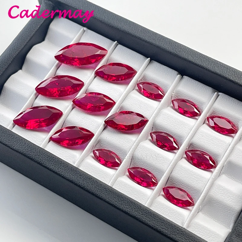 CADERMAY Marquise Cut 5# Lab Grown Ruby Loose Stone With Inclusions With AGL Certificate For Jewelry Making DIY