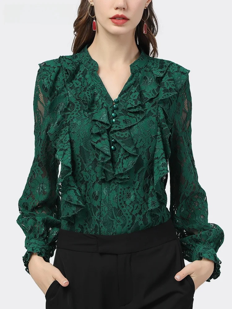 

Faionable Lace irt Женские длинные све Хлопок под irt Весна Осень Прямой крой V-Ne Цельный чистый цвет