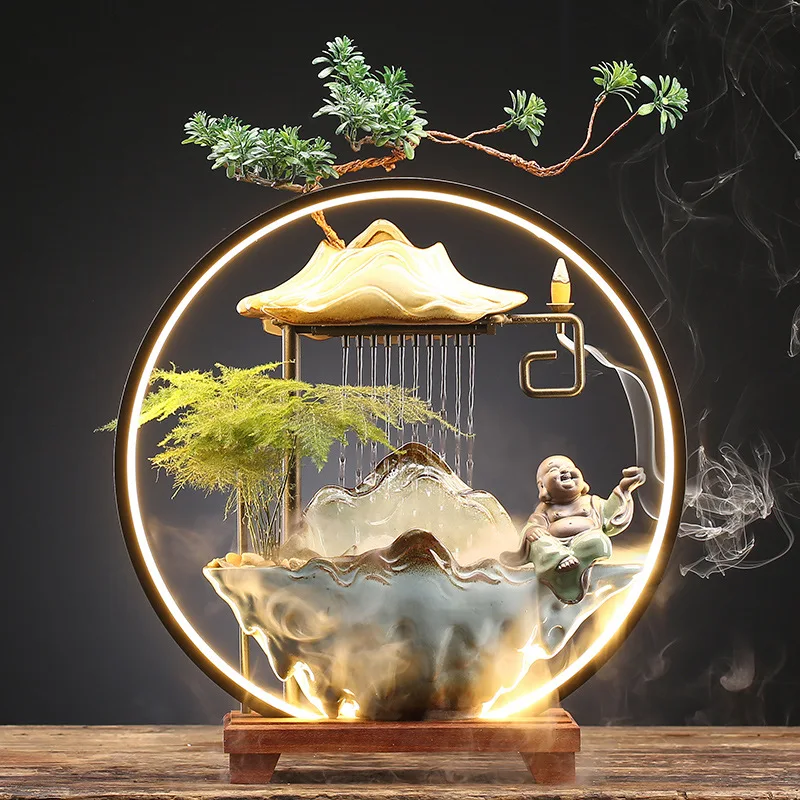 Waterfall Water Flow Rockery Ornaments Fountain Lucky Creative Water Features Office Desktop Indoor Fountain