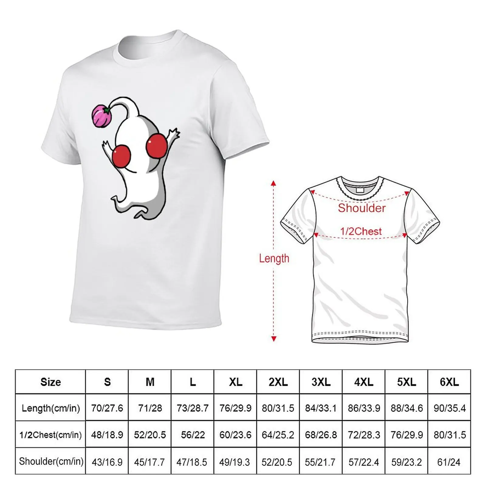 White Jumping Pikmin T-Shirt Basic Casual Wear Short Sleeve Top