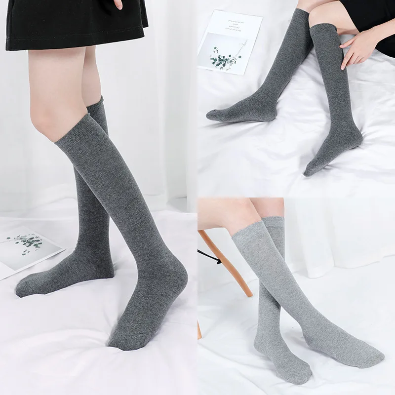 Harajuku Retro Women Cotton Autumn Winter Long Socks Casual Thick Warm Sock Lady Gift White Black Yellow Grey Red School Girl