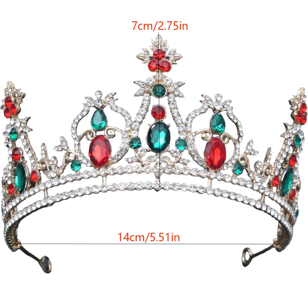 1 قطعة عيد الميلاد خمر تاج الشعر الملكي تألق الراين مزخرفة تصميم احتفالي مثالي عطلة أناقة المناسبات الملكية #6