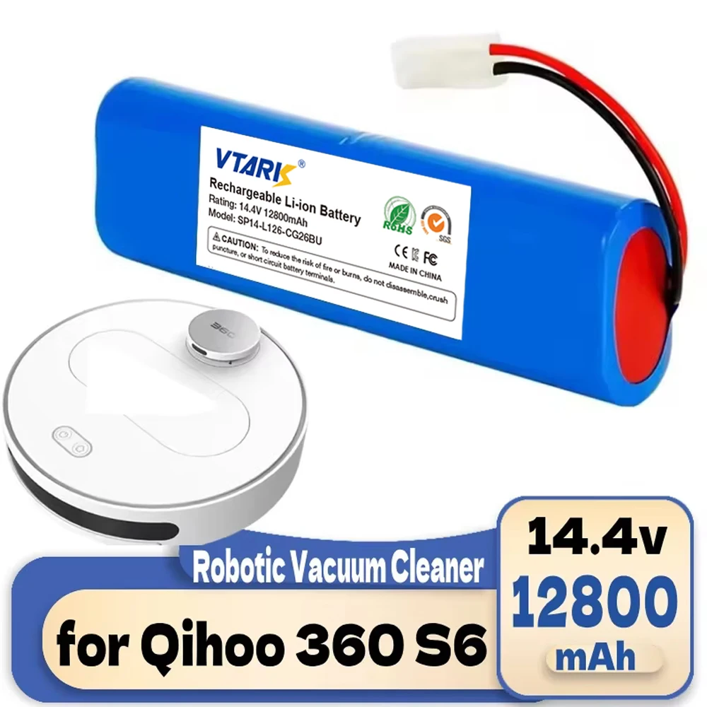 14.8V 12800mAh Li-ion Robot Battery for Rowenta X-Plorer 75/75s/75 Animal Hoover Rogue 970 BH70970 Tefal RG8575 Qihoo 360 S8