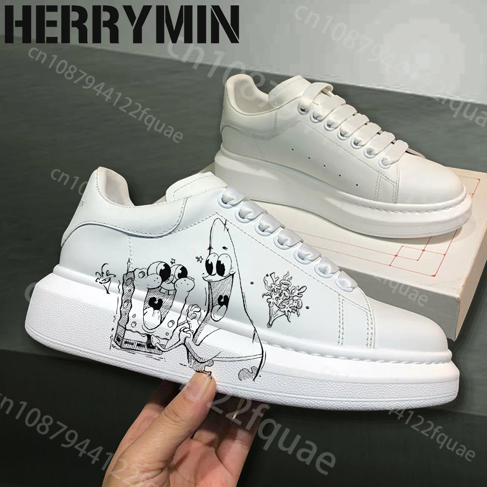 

Women Men casual COUPLE Shoes Male Platform kateboarding boys girls Fashion Casual Shoes SpongeBob graffiti Sneakers
