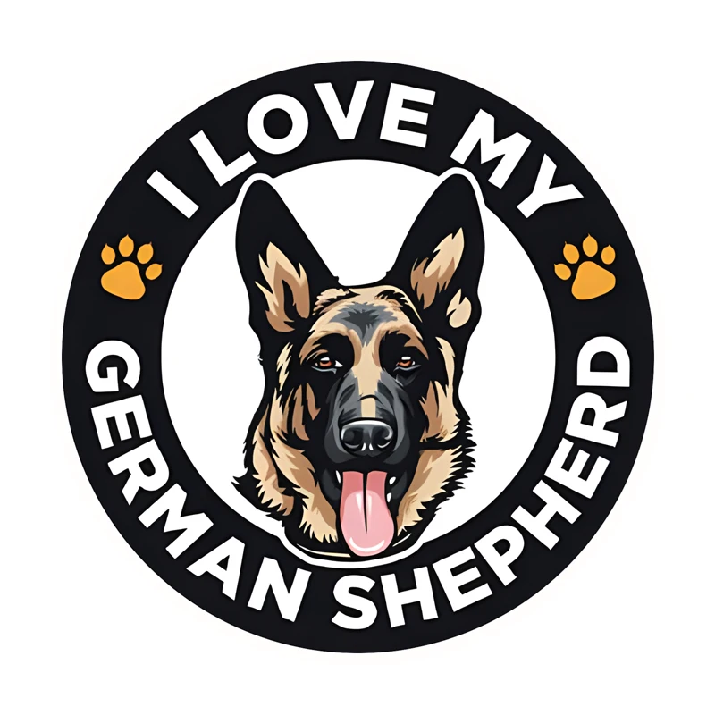

GS37#I Love My German Shepherd Portrait Sticker Car Decals, Weather-Resistant Vinyl Stickers for Windows,