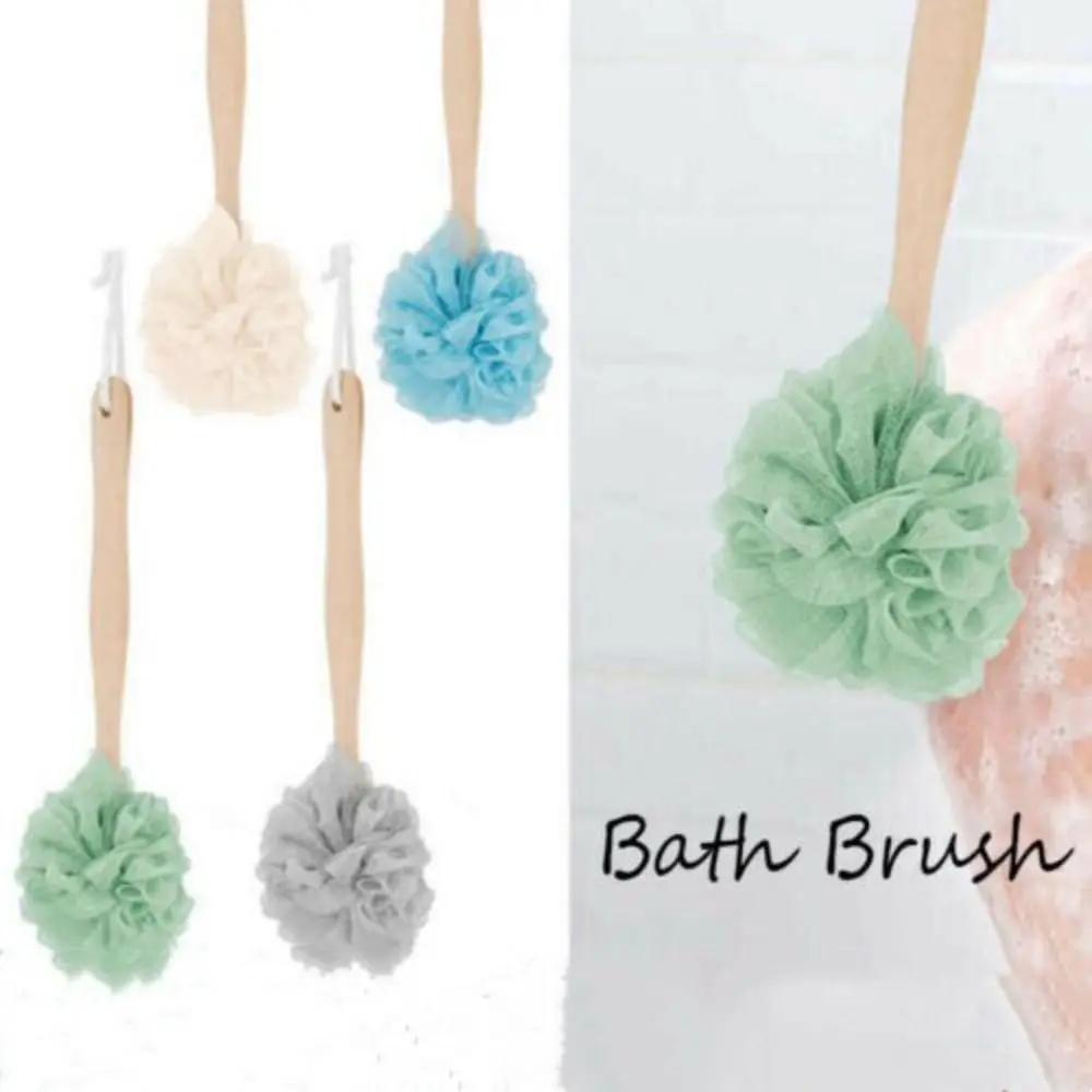 Long Handle Bath Brush Bath Ball Flower Back Scrubber Body Brush Wash Sponge Exfoliating Shower Rich Foam Bath Sponge