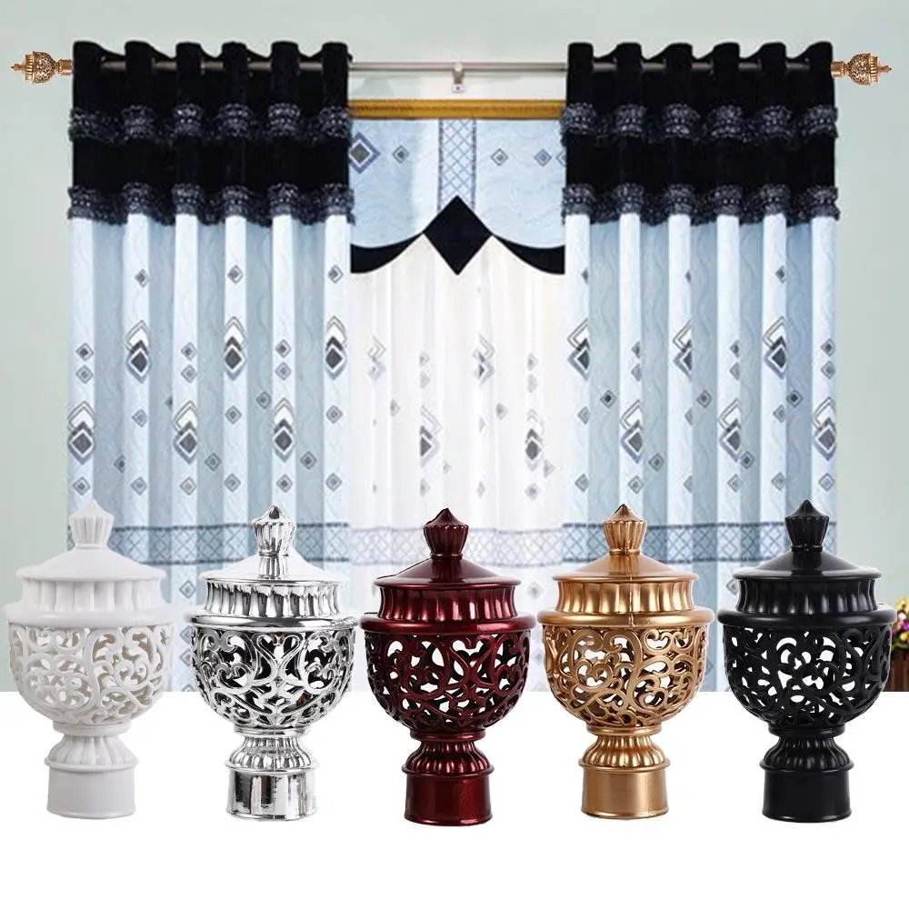 Retro Durable Hollow Out Plastic Curtain Rod Head Curtain Accessories Curtain Rod Cap Drapery Rail Ends