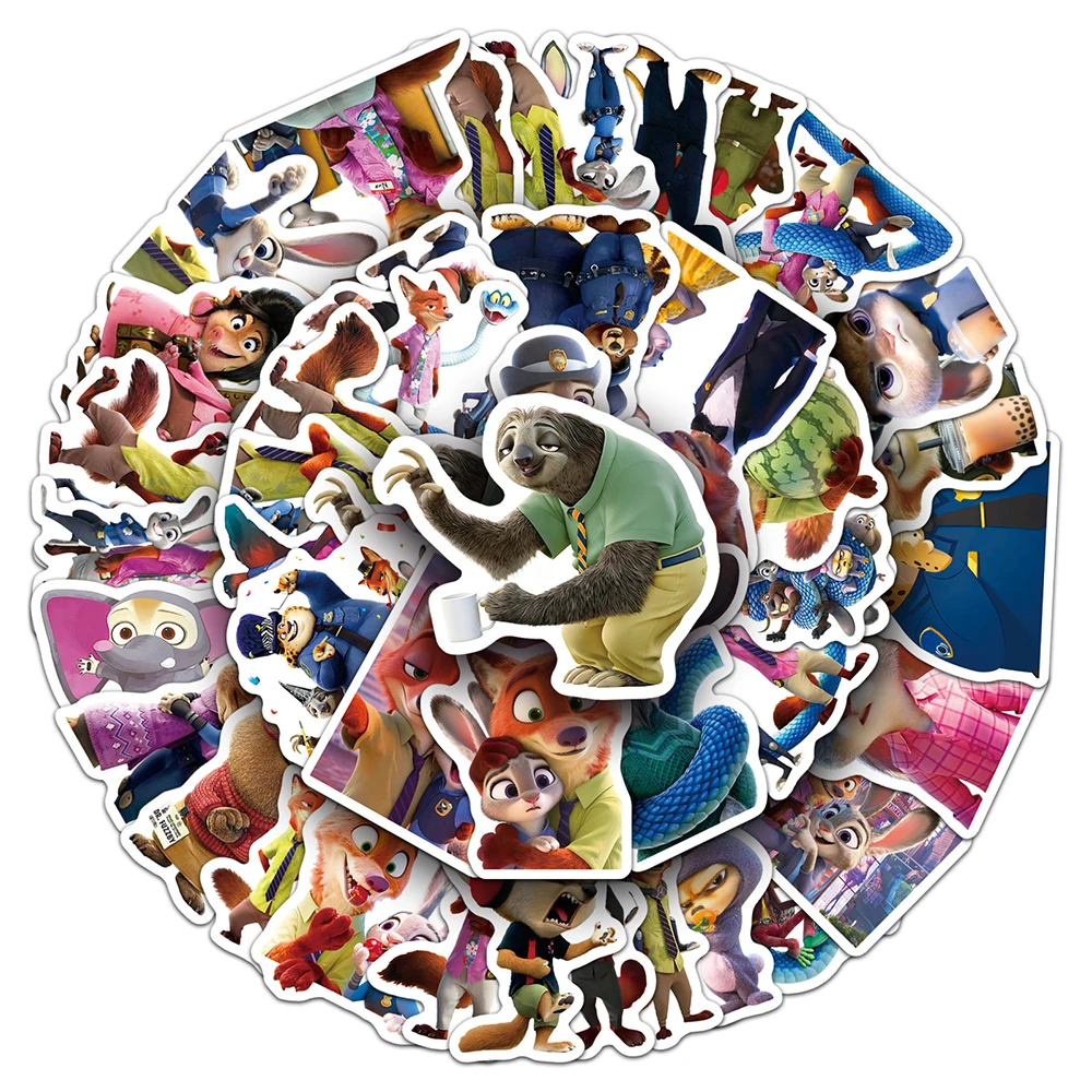 10/30/50 pçs dos desenhos animados anime zootopia 2 adesivos bonito decoração adesivo para skate mala capacete à prova dwaterproof água engraçado decalques brinquedo