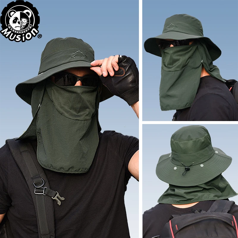 Image of Musion Abnehmbare UPF 50+ UV-beständige Kappe Gartenhut Outdoor Wanderkappe Memancing