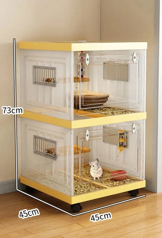 Chinchilla Cabinet Cage Three-layer Chinchilla Cage Large Villa Honey Bag Glider Feeding Box Insulation Box Multi-layer Cage