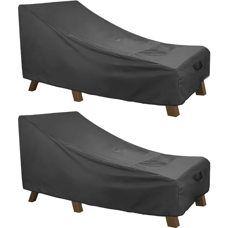 Waterproof Patio Lounge Chair Cover Heavy Duty Outdoor Chaise Lounge Covers 2 Pack - 84L x 32W x 32H inch, Black