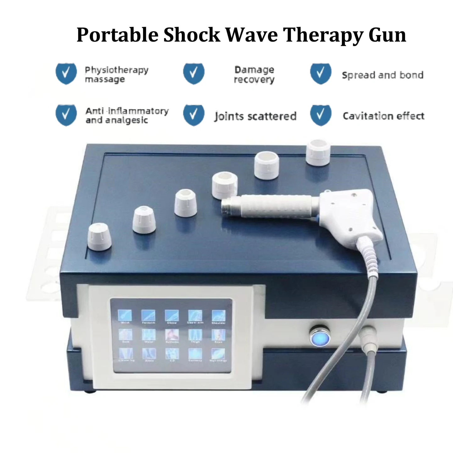 

Portable Shock Wave Therapy Gun, 5 Bar Air Pressure Ballistic Deep Tissue Massager for Pain Relief & Physiotherapy Massage 2025