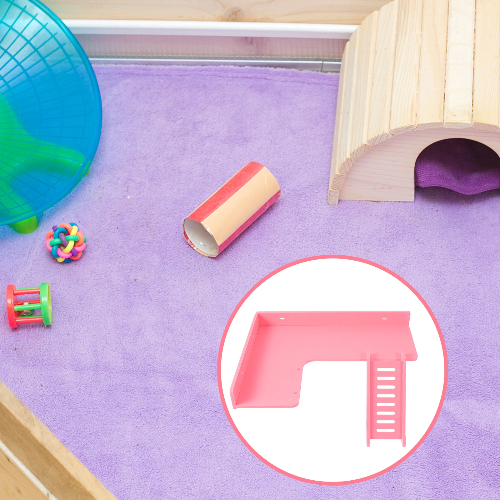 

Pink 2 Hamster Standing Platform Hamster Cage Ladder Climbing Platform Pet Toy House Plastic Accessories Small Animal Plaything