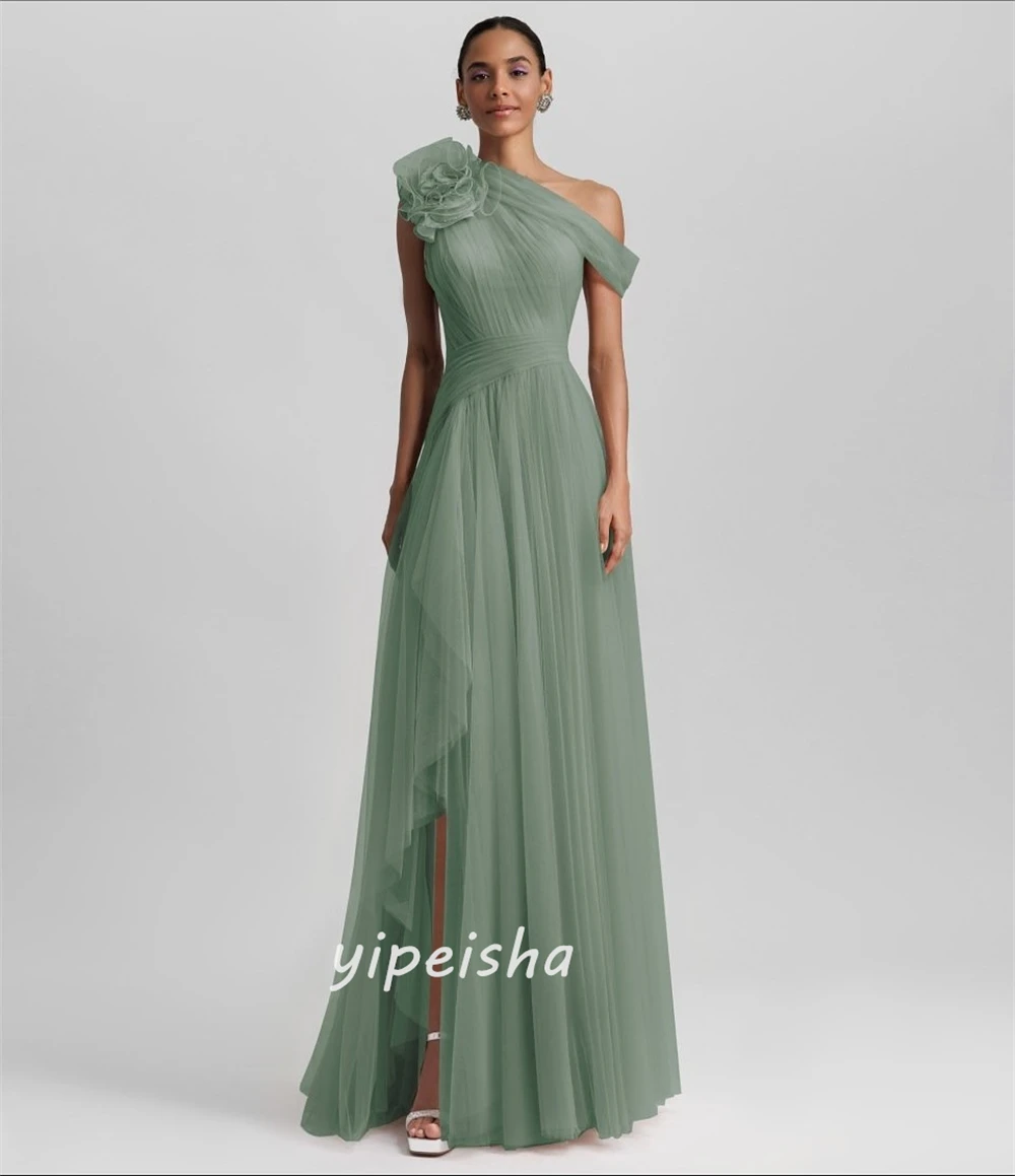 Maßgeschneiderter moderner Stil, klassische handgefertigte Blumen, gerüscht, gerade, schulterfrei, lange Kleider, Abendkleider, Größen erhältlich