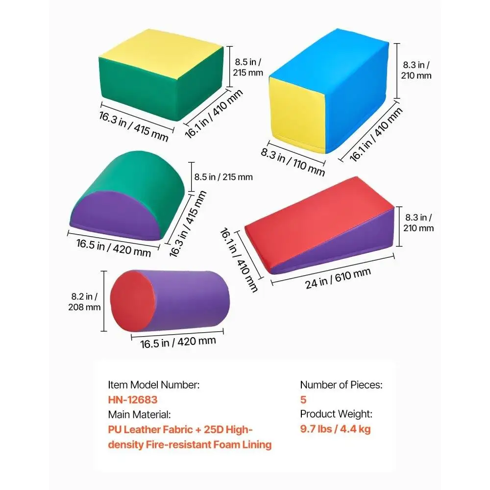 Набор блоков для скалолазания из мягкой пены для малышей, игры в помещении, безопасные обучающие игрушки, 5-компонентное детское альпинистское снаряжение