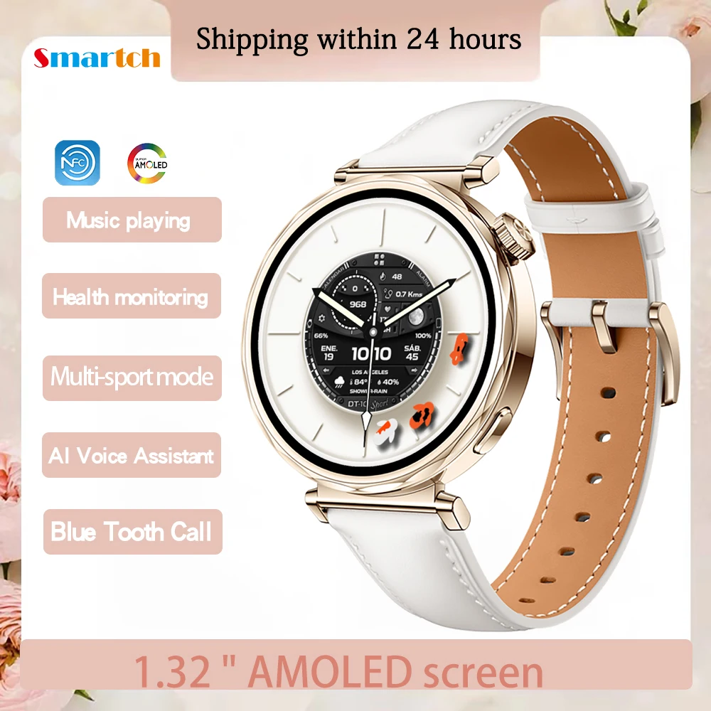 

Модные женские умные часы с AMOLED-экраном, голосовой помощник с синим зубом, NFC, пульсометр, женские часы для здоровья, спортивные умные часы