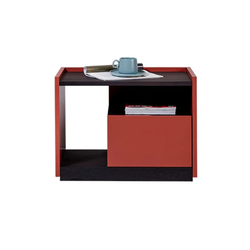

Side Cabinet Red Nordic Minimalist Solid Wood Storage Bedside Cabinet Smoke Cabinet