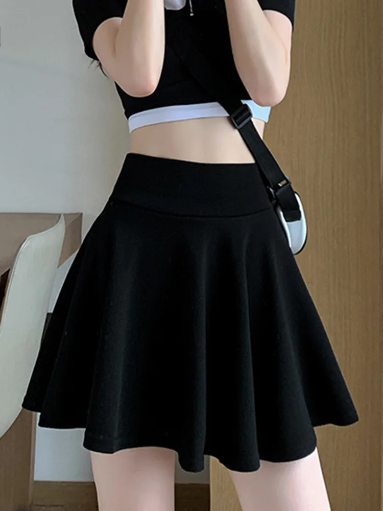 Summer Shorts Skirts Women Fashion School Korean Style High Waist Mini Skirts Red Black Pleated Female