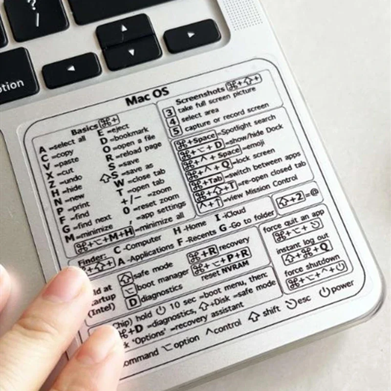 1pc MacBook Air Pro Keyboard Shortcut Cheat Sheet - Reusable Vinyl Matte Quick Reference, Office Learning Essentials (13-16