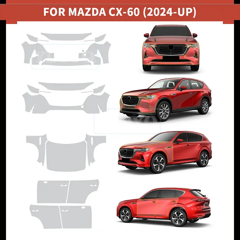 

For Mazda CX60 CX-60 2024-UP Pre-cut Paint Protection Film Clear TPU PPF Anti Scratch Accessories 8.5thick Transparent Sticker