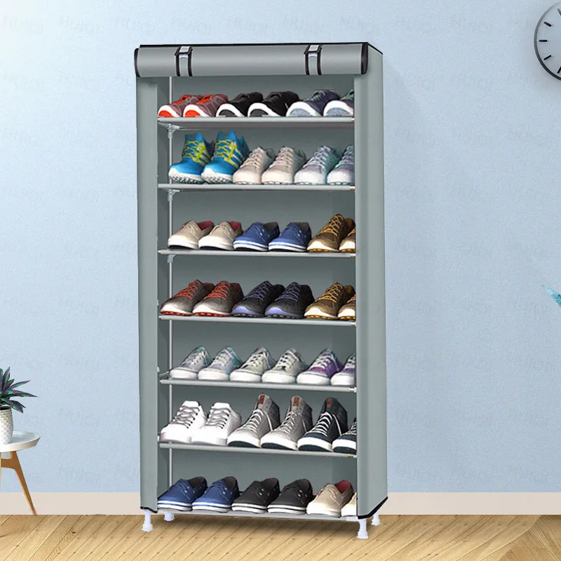 7-Layer Shoe Cabinet Nonwoven Steel Tube Assembled Shoe Rack Reinforced Frame Hallway Shoe Organizer Stand Holder Space Saver