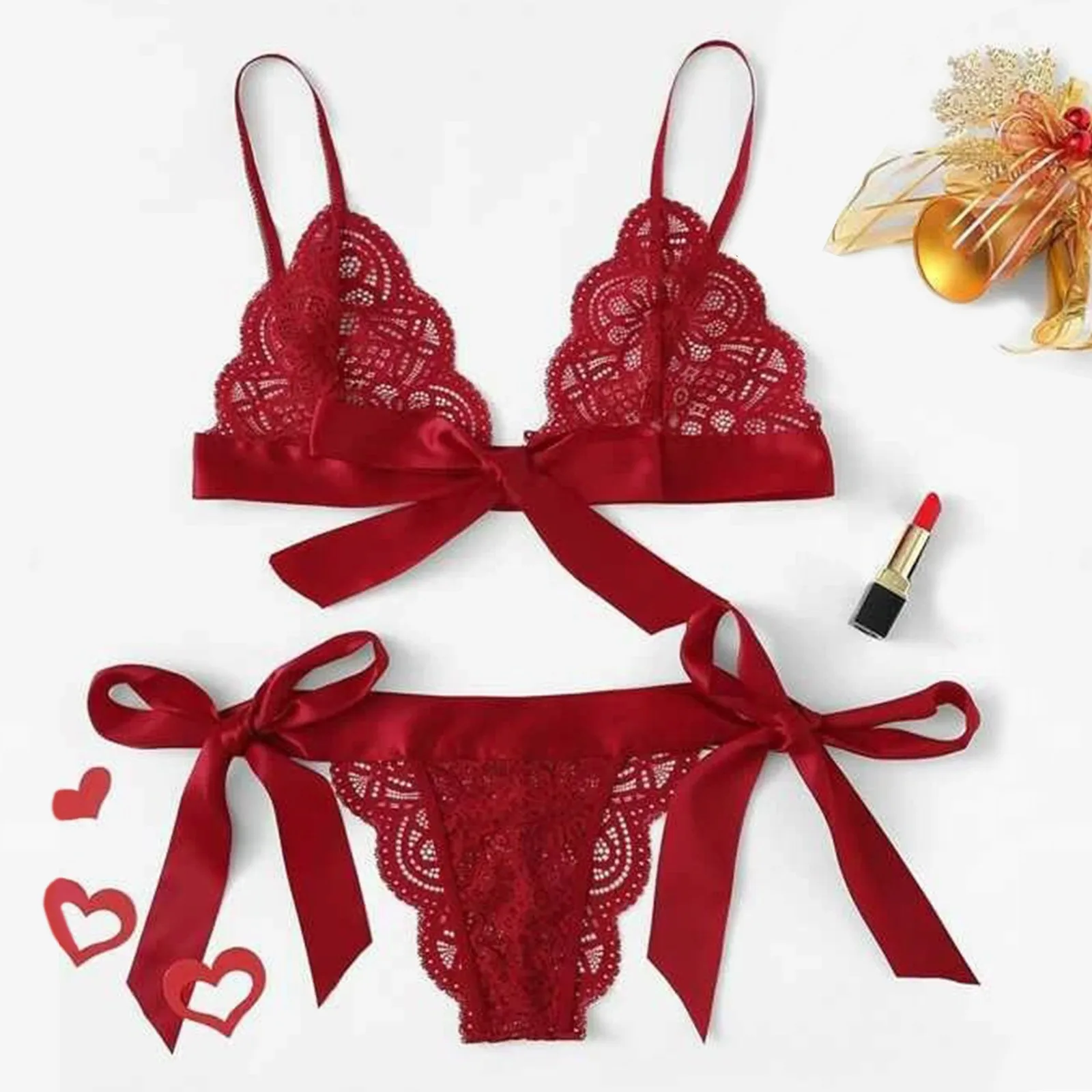 Sexy Lace Lingerie Set para Mulheres, Sensual Oco Out, Roupa Interior Erótica, Sutiã Pornô, Calcinha G-string Sexo