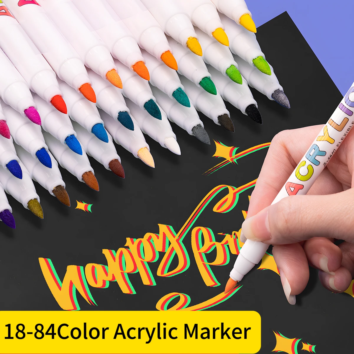 

12-84Color Acrylic Paint Markers Bulk Set Quick-Dry Waterproof Pens for Students Art Supplies Fabric Glass Rock Canvas Painting