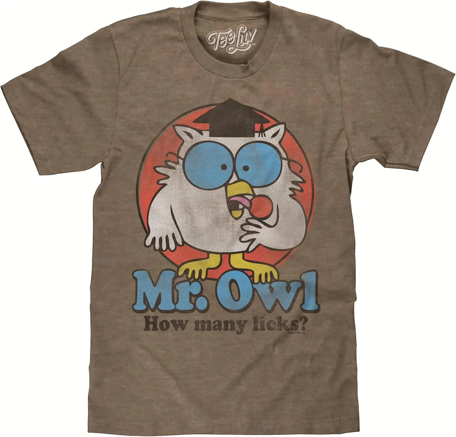 Tee Luv Men's Mr Owl How Many Licks Shirt - Vintage Tootsie Pop Graphic T-Shirt