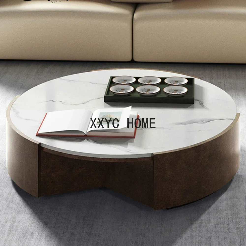 

Modern Light Luxury Marble round Tea Table Home Living Room Tea Table