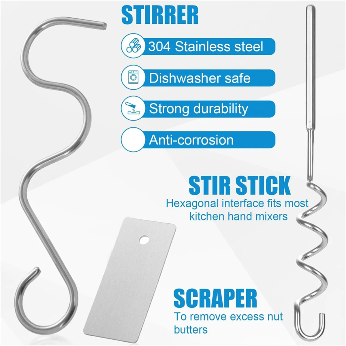 Agitateur de poupée d'arachide en acier inoxydable, outil d'arrête, centre commercial