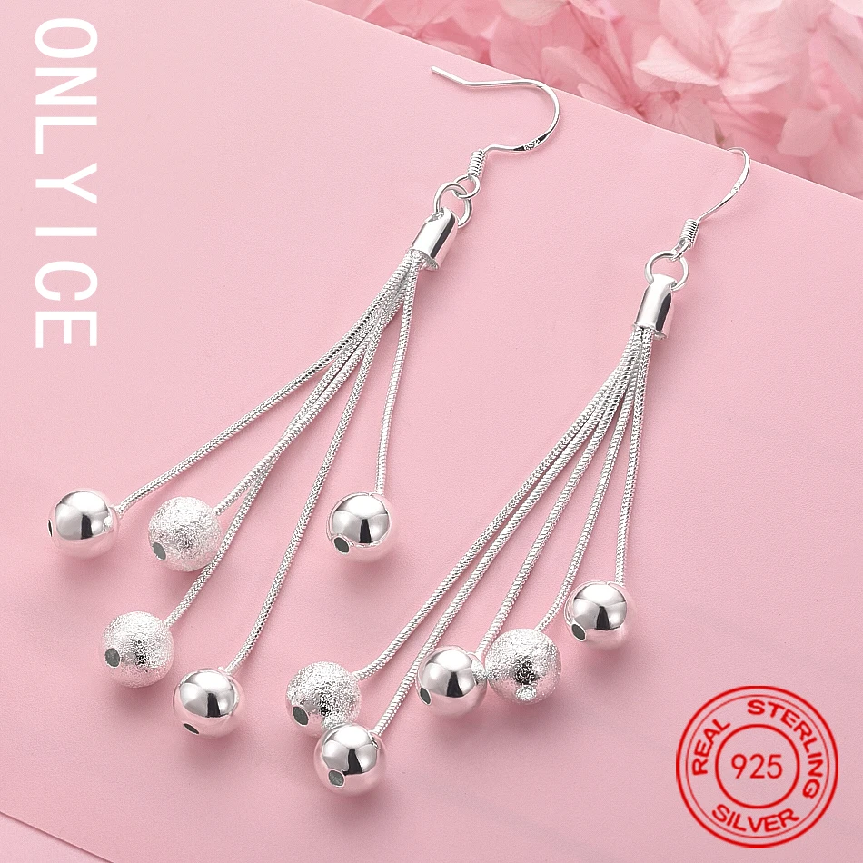 

925 Sterling Silver Earring Jewelry Wedding Trendy Fashion Bohemian Elegant Nice Charms Long Hook Party Gifts