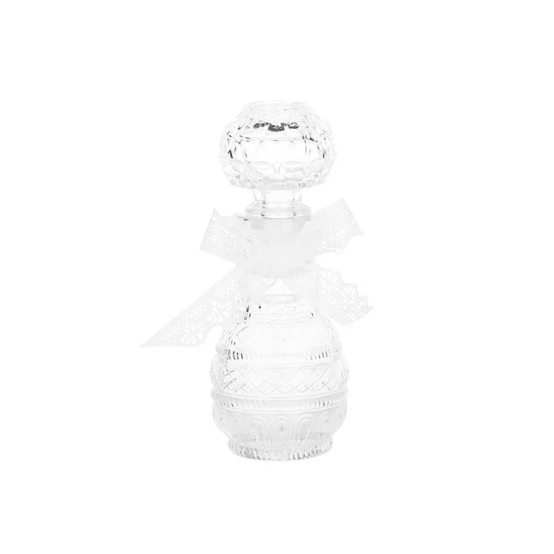 Light Luxury Glass Storage Bottle Desktop Creative Perfume Bottles Retro Court Relief Mini Ornament Modern Home Decoration