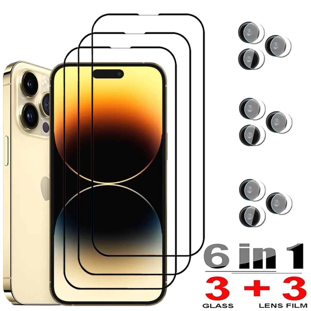 HD Protective Glass For iPhone 15 14 Pro Screen Protectors iPhone 15 14 13 12 11 Pro Max Tempered Glass & Lens Film iPhone 14 Plus iPhone15 Pelicula Cristal Templado i Phone 14 Promax Anti-Scratch Phone Front Film