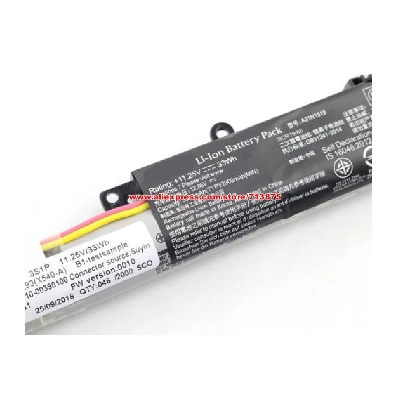 Genuine A31N1519 Battery A31N1519-2 for Asus x540u X540YA X543u f540s X540LA x540s X540SC X540UA-DB51 X540UA-DB71 11.25V 33Wh