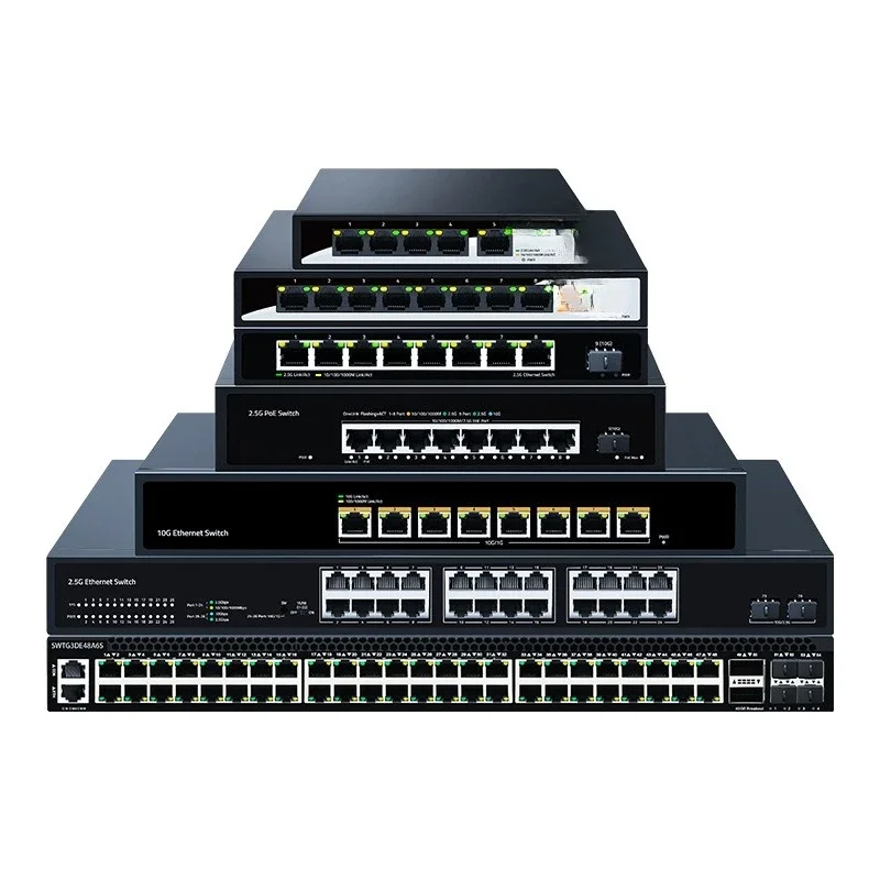 

4/5/8/24 port 2.5G switch Web management standard POE power supply 10 Gigabit optical port VLAN division