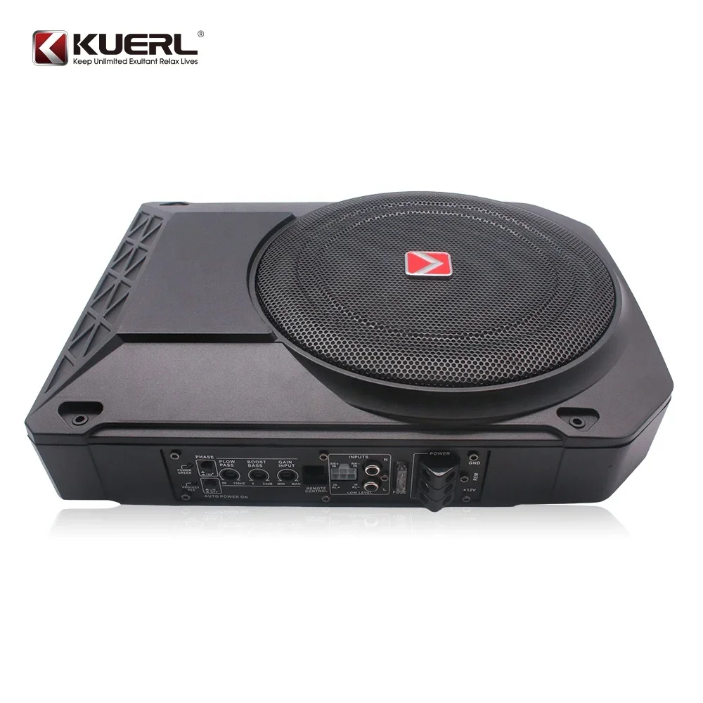 Wholesale new design 10 inch 800W under seat auto audio subwoofer modified 12V big power amplifier slim car subwoofer