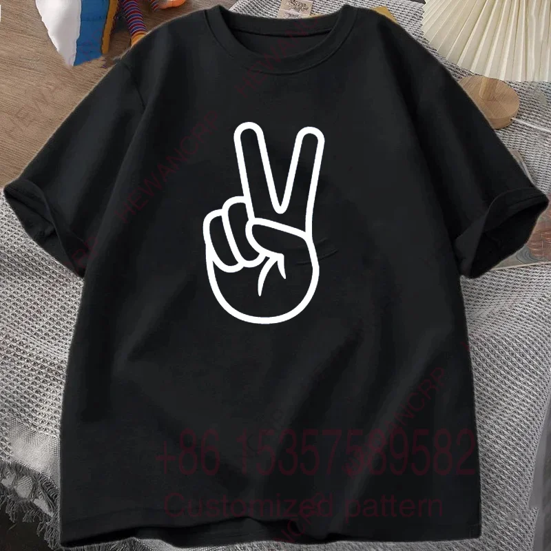 السلام علامة الجرافيك طباعة الرجال الرجعية القطن تي شيرت س الرقبة قصيرة الأكمام تي شيرت الرجال للجنسين المتضخم عادية تي شيرت بلايز #1