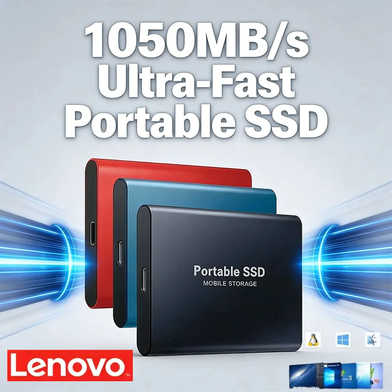 

Внешний твердотельный накопитель Lenovo USB3.1 SSD 1 ТБ 2 ТБ для ноутбуков, ПК, Mac и мобильных устройств